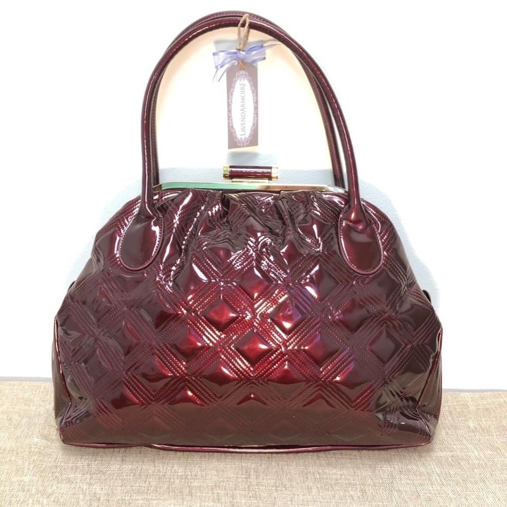 Lg Expandable Candy Apple Red Quilted Tote/Satchel
